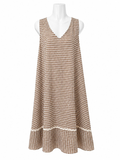 Vestido Largo de Cuadros Vichy Crema