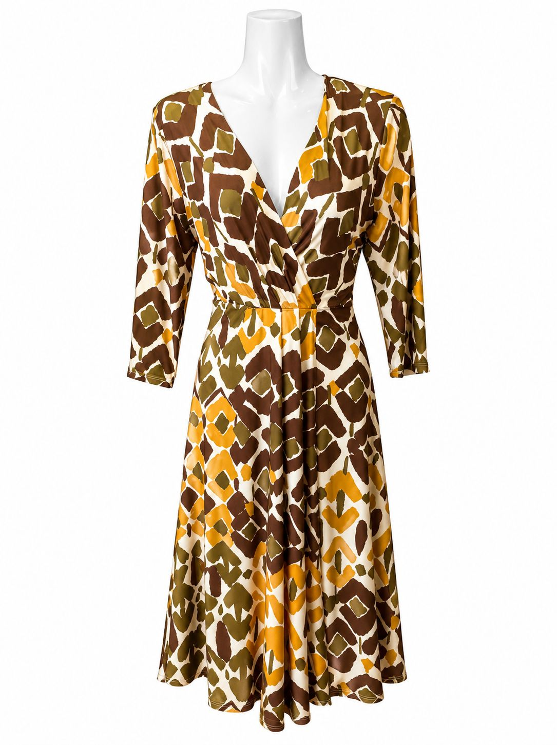 Vestido Midi Escote en V Retro