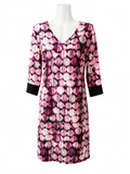 Vestido Midi Geométrico Rosa y Negro