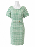 Vestido de Tubo de Pata de Gallo Verde y Blanco
