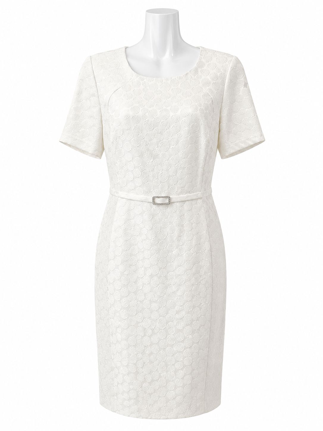 Vestido de Tubo Blanco con Cinturón