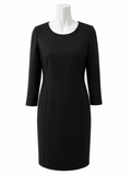 Vestido Básico Elegante Negro Manga 3/4