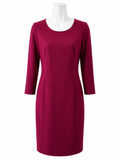 Vestido Básico Elegante Rojo Vino Manga 3/4