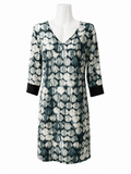 Vestido Midi Geométrico Azul y Negro
